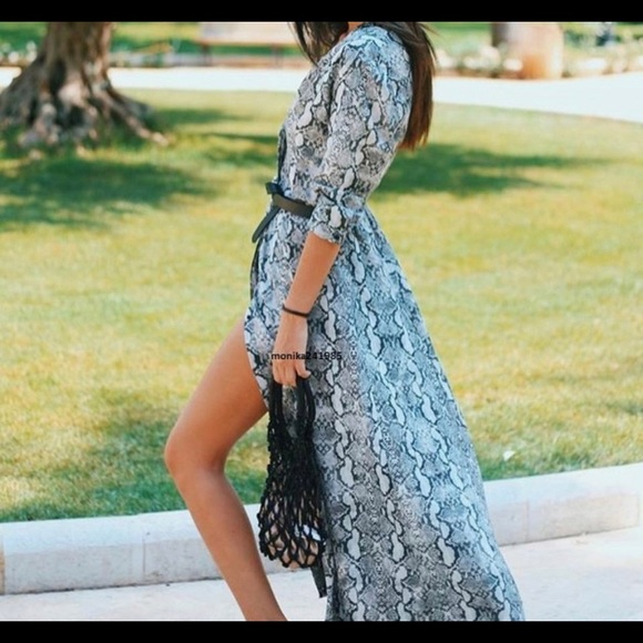 ZARA SNAKE PRINT MAXI DRESS SMALL - Picture 3 of 6